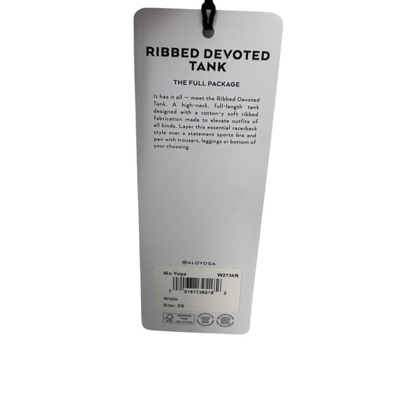 Alo  Yoga white Ribbed Devoted Tank XS NWT - Picture 7 of 8